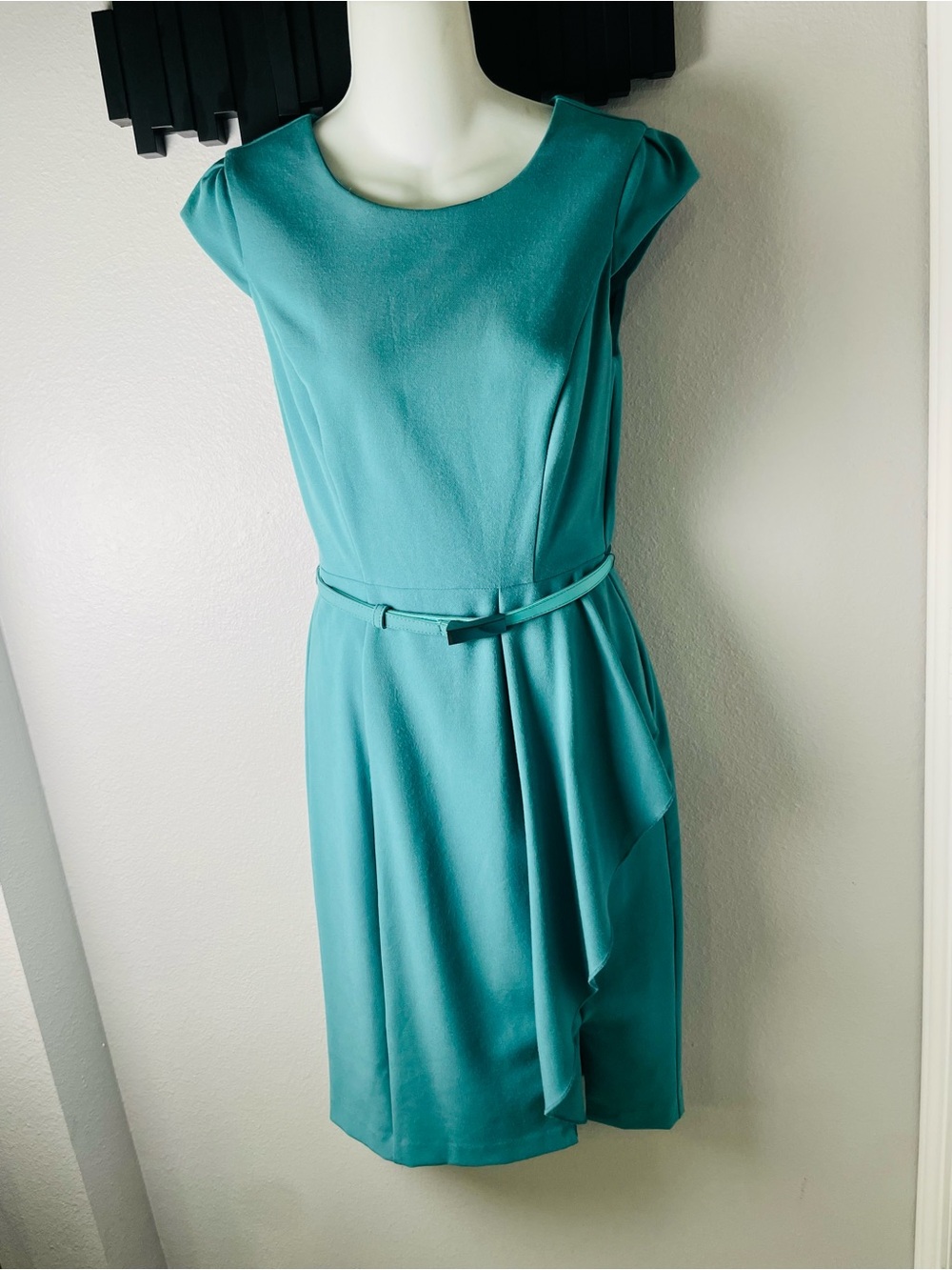 White House Black Market Teal Cap-Sleeve Midi Dress